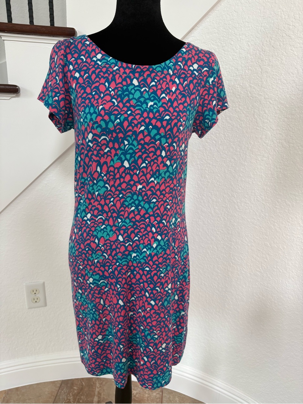 Hatley Pink & Teal Short Sleeve Casual Shift Dress